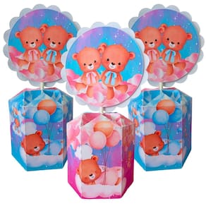 10 Centro De Mesa Decorativos Para Chá Revelação Azul E Rosa