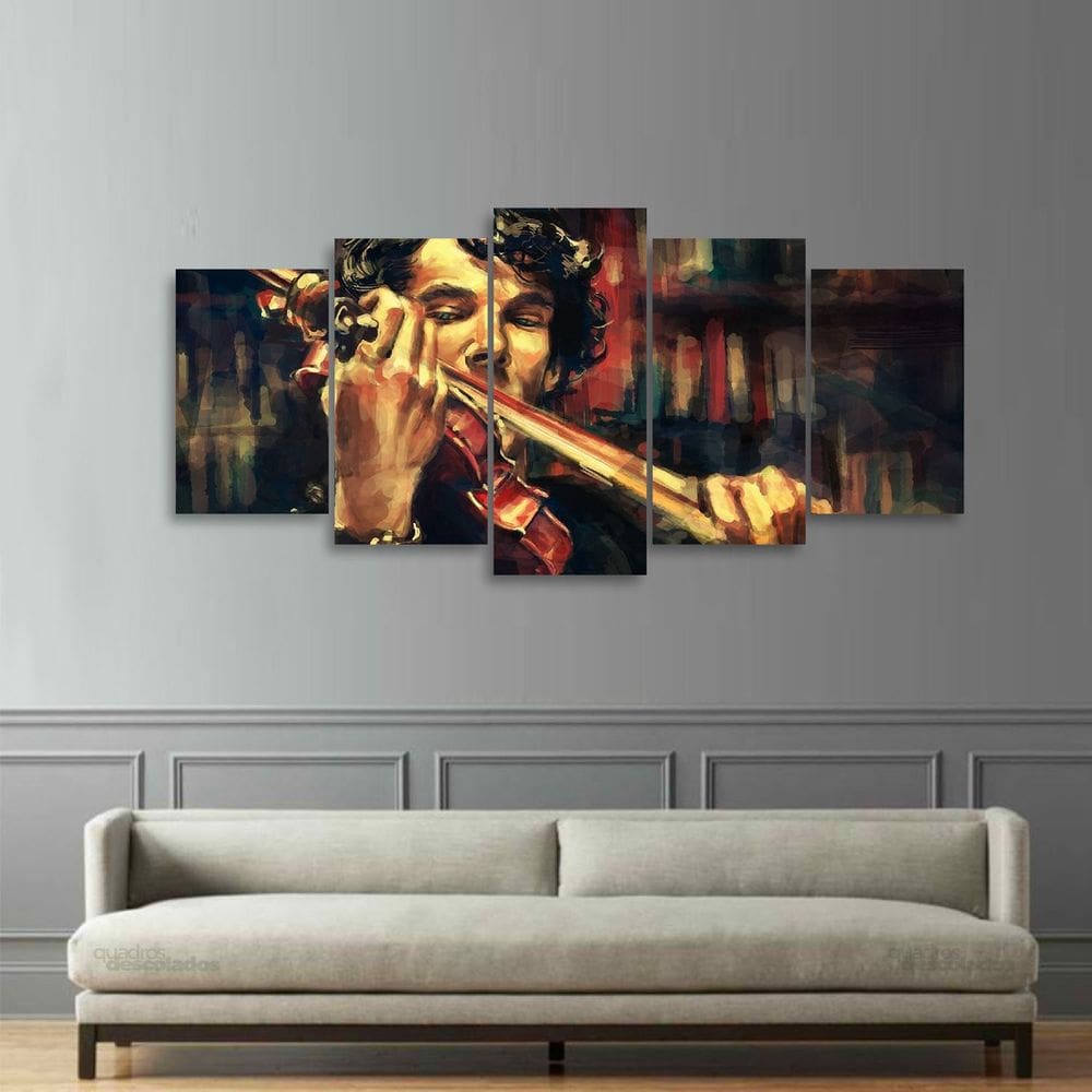 Quadro decorativo Mosaico 5 Peças Sherlock Holmes Séries