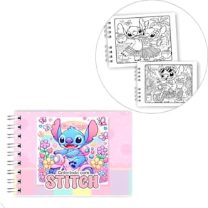 Livrinho Colorir Colorindo Com Stitch Capa Dura Cor:Rosa