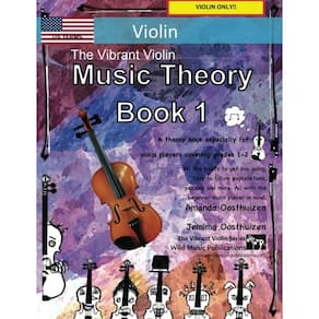 Livro de teoria musical Vibrant Violin Grade 1-2 com explicações