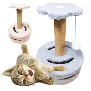 Poste Arranhador Gatos Brinquedo Duplo Divertido Sisal Mdf