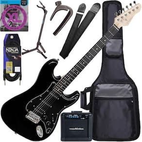Kit Guitarra Elétrica Stratocaster Giannini G101 Bk/Bk Preto