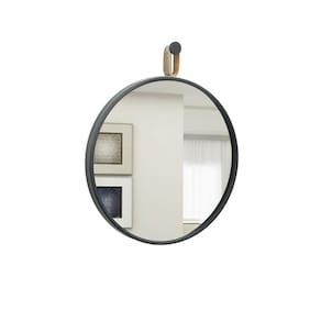 Espelho Decorativo Shortstrip Preto Alça Corino Rajado 60 Cm