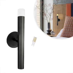 Arandela Interna Linear Preta Quarto Bet36 + Led