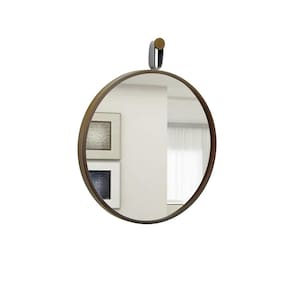 Espelho Decorativo Short Strip Marrom Alça Corino Preto 60