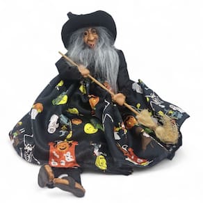 Enfeite Bruxa com a Vassoura para Pendurar Halloween 38 cm