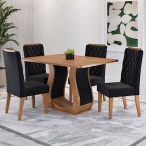 Mesa de Jantar 4 Lugares Lana Marrom/Preto - Viero Móveis