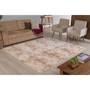 Tapete 2,40M X 2M Felpudo Bege Mesclado Shaggy Luxo