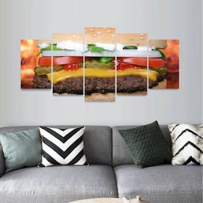 Quadro Mosaico Para Lanchonetes Hamburguer Lanches 5 Peças