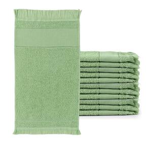 Toalhas Social Franjinha Felpuda Verde Kit 12 Unidades