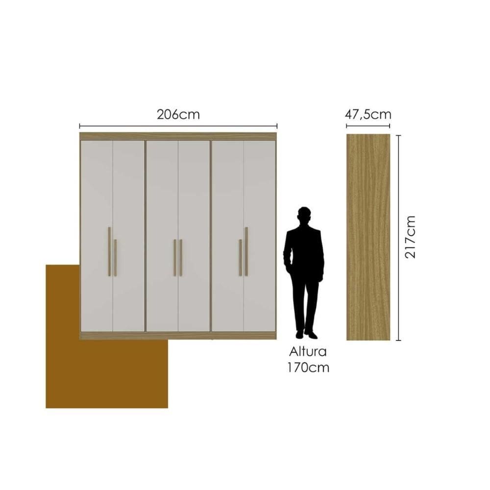 Guarda Roupa Casal 6 Portas e 2 Gavetas PH | Casas Bahia
