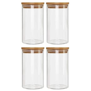 Kit 4 Potes Borossilicato Hermético Tampa Bambu 800Ml Class