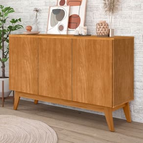 Balcão Buffet Adelaide 3 Portas 2 Prateleiras Natural - Pnr Móveis