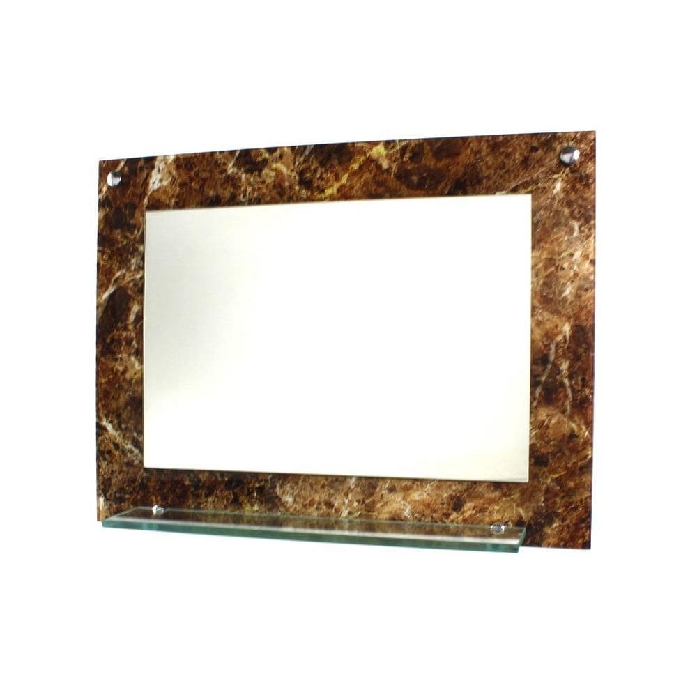 Espelho Banheiro Prateleira 60Cm X 45Cm Mármore Imperador