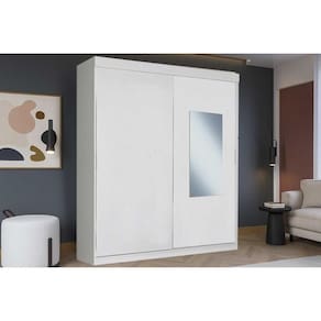 Guarda Roupa Casal 2 Portas de Correr (1 c/ Espelho) e 2 Gavetas PH 16932 Branco - Herval