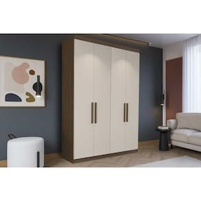 Guarda Roupa Solteiro 4 Portas e 2 Gavetas PH 1714 Nogueira/Off White - Herval