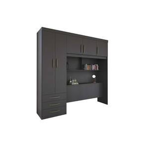 Guarda Roupa Casal 5 Portas e 3 Gavetas c/ Cama PH 1801 Grafite - Herval