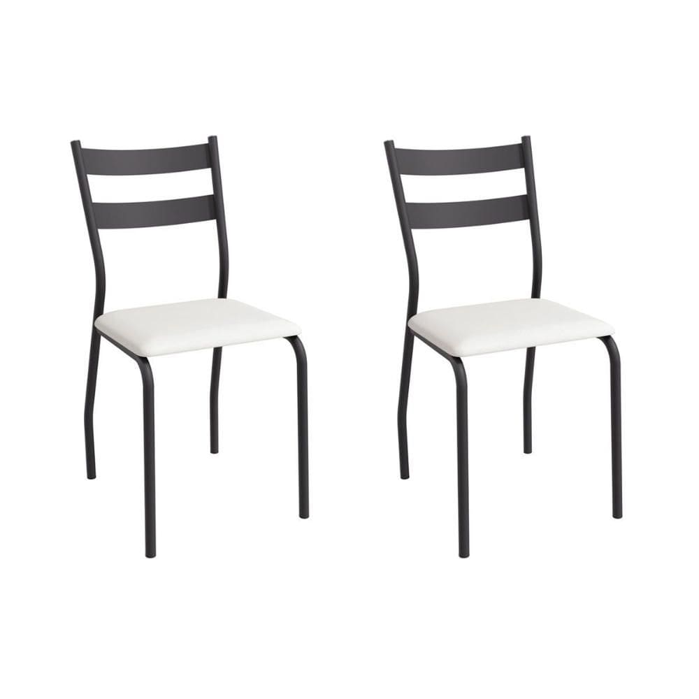 Cadeira Sala de Jantar Bali 2C141PRF Aço Kit 2 Un Preto/ano Branco - Kappesberg