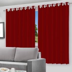 Cortina Blackout Vermelha Forro E Ilhós 280X260Cm Corta Luz