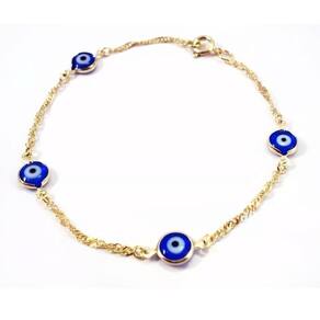 Pulseira Olho Grego Turco Mal Olhado Folheado Ouro 18k