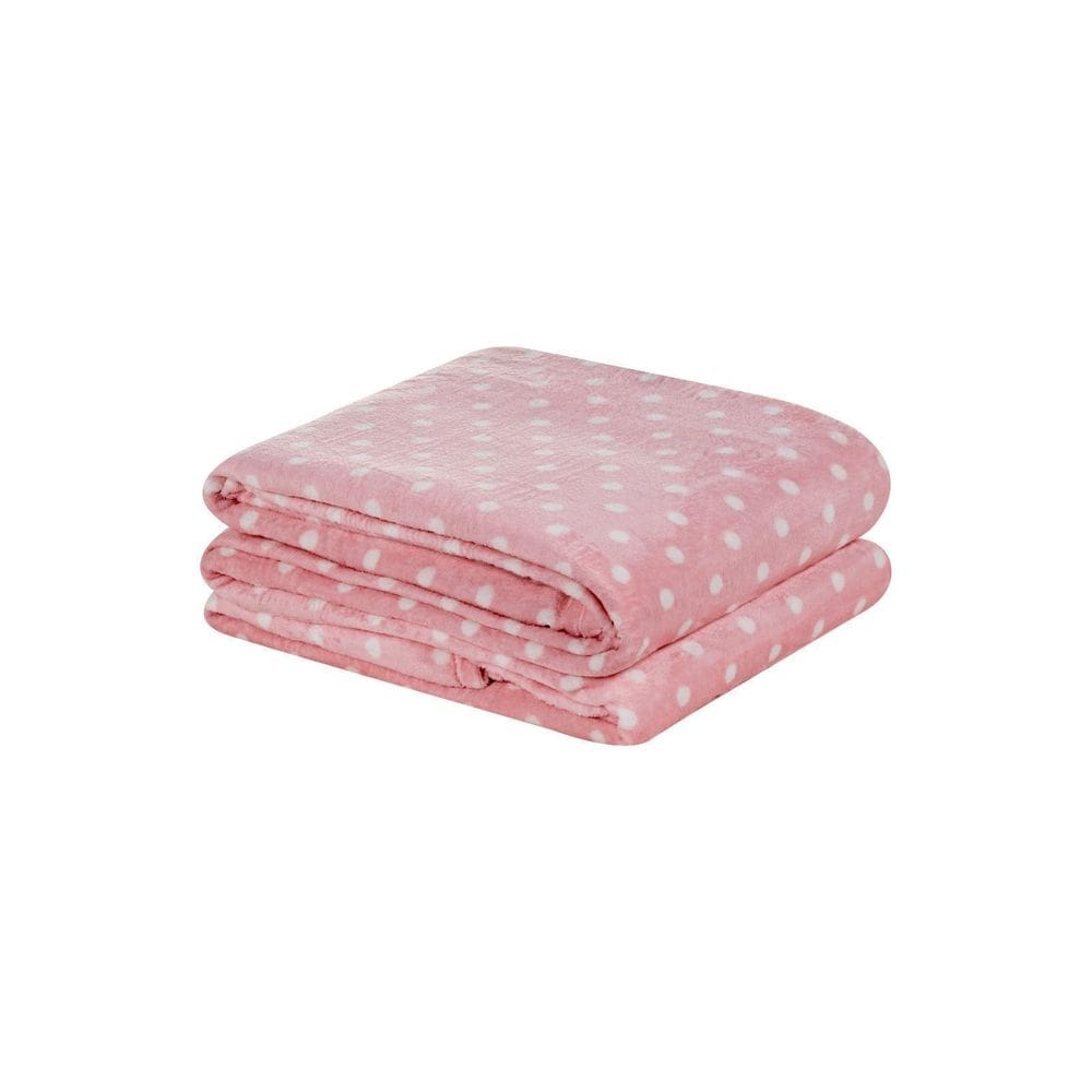 Manta Flanel Soft Poá Queen Antialérgica Inverno Quente Rosê