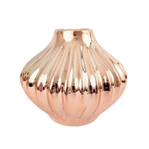 Vaso Rose Gold Decorativo 12X14Cm Cachepot Risque