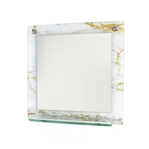 Espelho Banheiro Prateleira 40Cm X 40Cm Mármore Branco