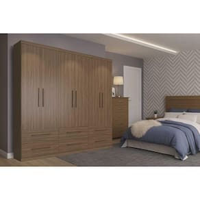 Guarda Roupa Casal 6 Portas e 6 Gavetas PH 1691 Nogueira - Herval