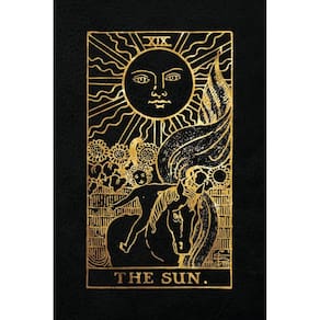 Caderno The Sun Tarot Card 120 páginas em branco - preto e dourado