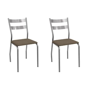 Cadeira Sala de Jantar Bali 2C141CR Aço Kit 2 Un Cromado/Suede Cappuccino - Kappesberg