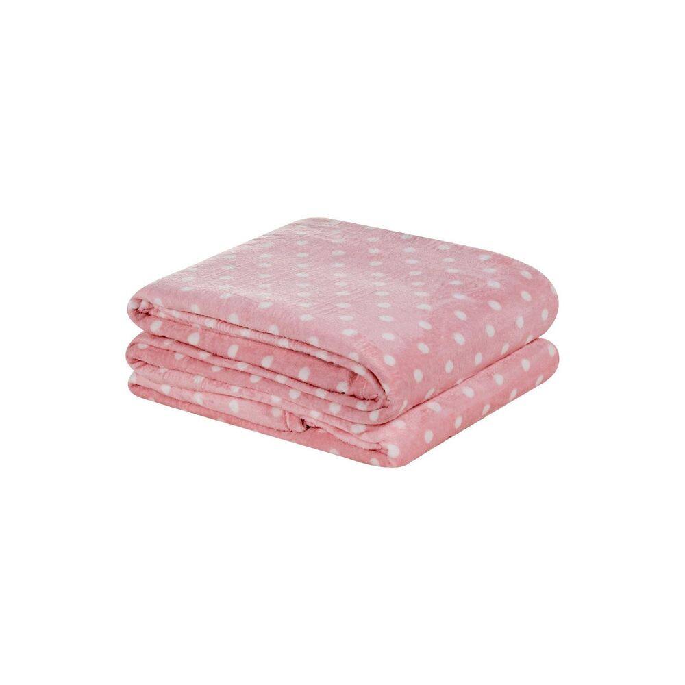 Manta Flanel Poá Queen Antialérgica Inverno Quente Rosa