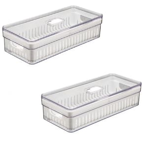 Organizador/es Geladeira Kit c/2 de 3,6L Cesto Escorredor para Alimentos Frutas e Vegetais