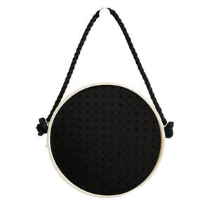 Pegboard Adnet Branco Couro Preto Fundo Preto 40 Cm Redondo