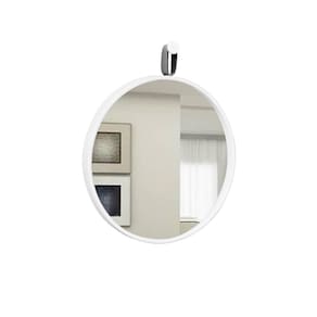 Espelho Decorativo Short Strip Branco Alça Corino Preto 60 C