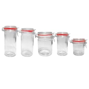 Kit 5 Potes Hermético Vidro Trava Metal Class Home