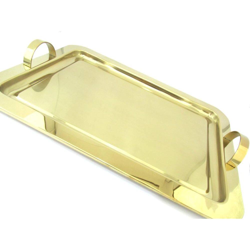 Bandeja Retangular Média Dourada- Fineza