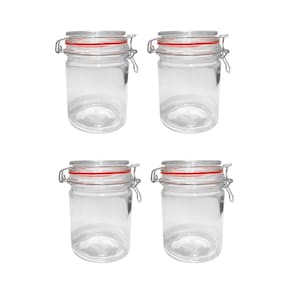 Kit 4 Potes Hermético Vidro Trava Metal 750Ml Class Home