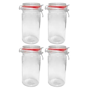 Kit 4 Potes Hermético Vidro Trava Metal 1000Ml Class Home