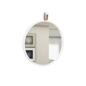 Espelho Decorativo Shortstrip Branco Alça Corino Rajado 60Cm