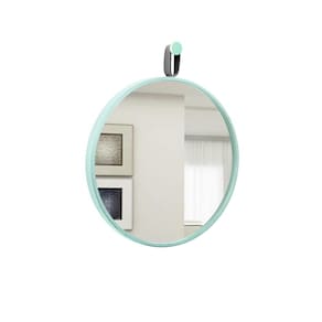 Espelho Decorativo Short Strip Verde Alça Corino Preto 40 Cm