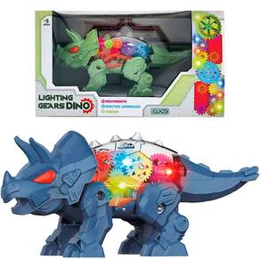 Brinquedo Dinossauro Triceratops Dino Com Som Luz Movimento