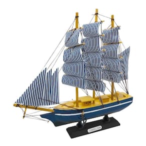 Miniatura Barco Navio de Madeira Veleiro Decorativo – 15cm