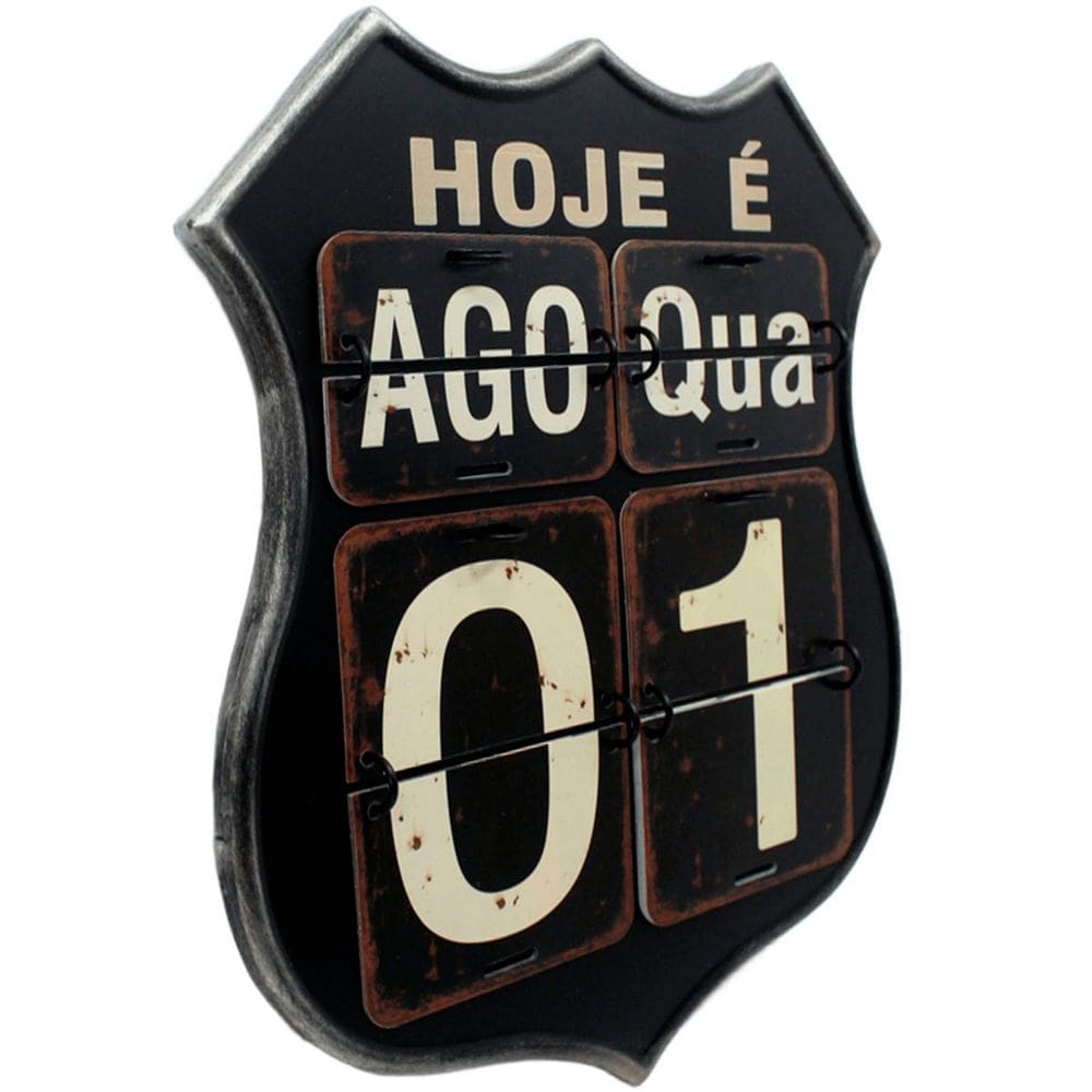 Calendário Americano Route Em Metal Vintage Flip Preto 40cm