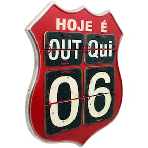Calendário Americano Route Em Metal Vintage Flip Vinho 40cm