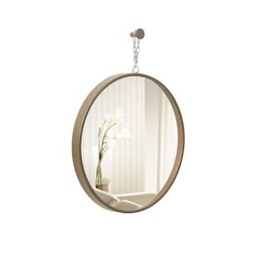 Espelho Decorativo Short Strip Marrom Alça Corrente 40 Cm