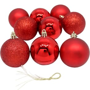 Kit 18 Bolas Vermelha Árvore Natal Lisa Fosca Gliter De 60mm