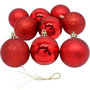 Kit 54 Bolas Vermelha Árvore Natal Lisa Fosca Gliter De 60mm