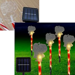 Decoração Pisca Solar Papai Noel LEDs Amarelo Jardim De 2,5m