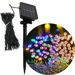 Pisca Solar Cordão Natal LED 100 Lâmpadas Luz Colorido 10m