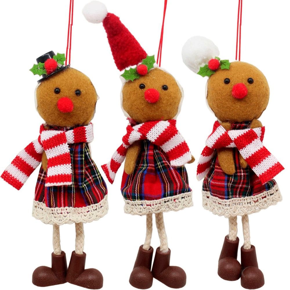 Kit 15 Pendentes Biscoito Xadrez Árvore Natal Decoração 17cm